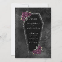 Coffin Black Grey Roses Sparkle Halloween Wedding