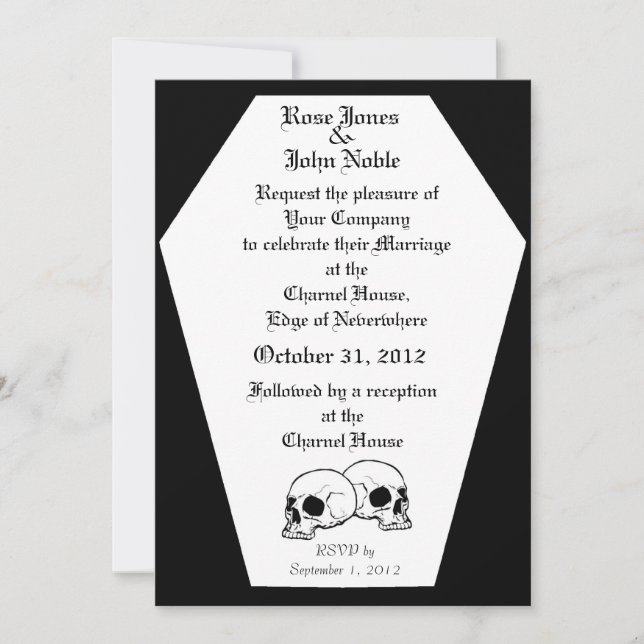Coffin (Black) Wedding Invitation (Front)