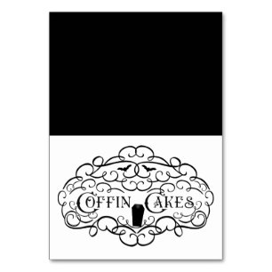 Coffin Cakes Vintage Elegant Halloween Food Tent Table Number