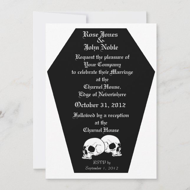 Coffin Ebony II (White) Wedding Invitation (Front)