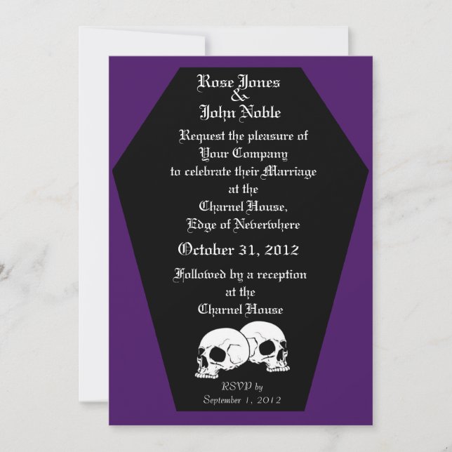 Coffin Ebony (Indigo) Wedding Invitation (Front)