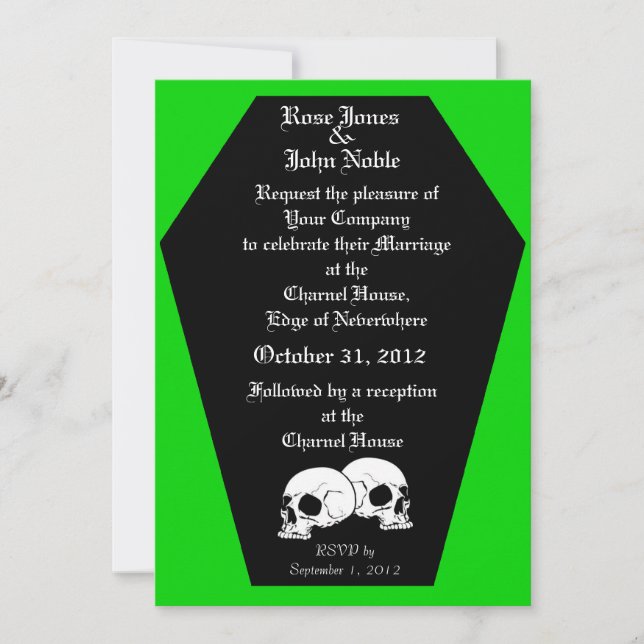 Coffin Ebony (Lime) Wedding Invitation (Front)