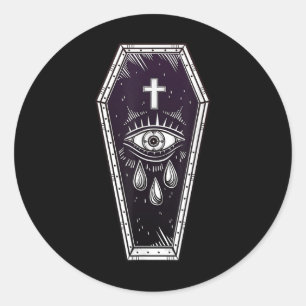 Coffin Flash Tattoo - Pop Art Spooky Tee - Stay We Classic Round Sticker