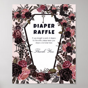 Coffin Halloween Baby Shower Diaper Raffle Sign