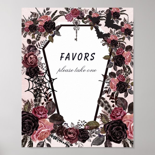 Coffin Halloween Baby Shower Favours Sign (Front)