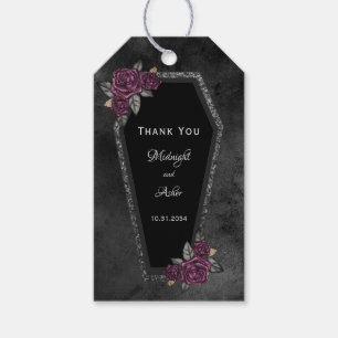Coffin Roses Halloween Thank You Wedding  Gift Tags