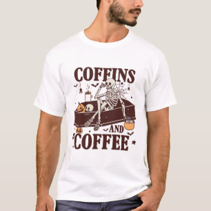 Coffins And Coffee Funny Skeleton Halloween T-Shirt