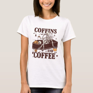 Coffins And Coffee Funny Skeleton Halloween T-Shirt