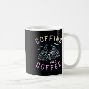 Coffins And Coffee Funny Skeleton Tie Dye Retro Ha Mug