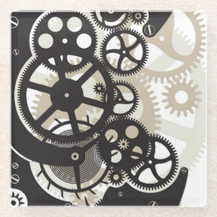 Cog wheels work glass coaster