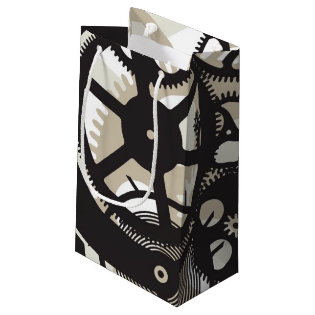 Cog wheels work small gift bag (Back Angled)