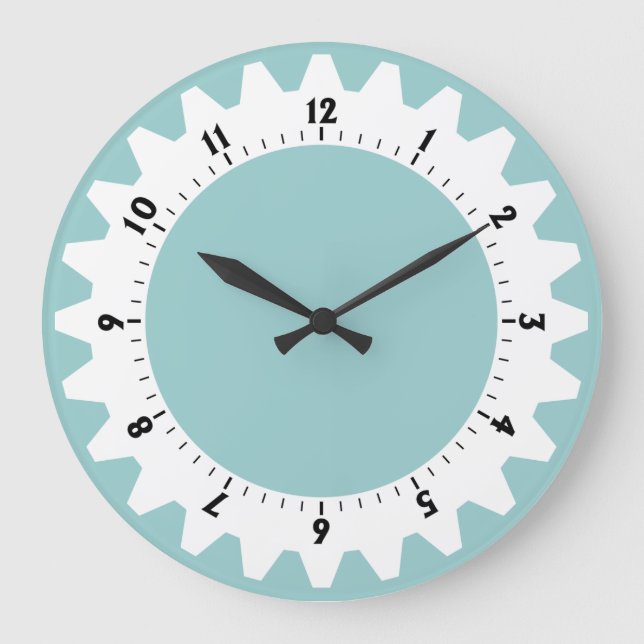 Cogged 01 - Light Blue Green Large Clock (Front)