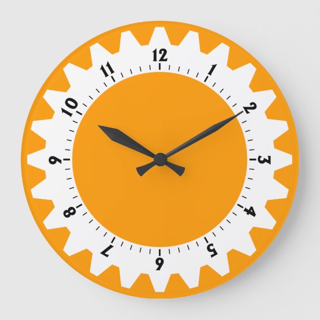 Cogged 01 - Yellow Orange Large Clock (Front)