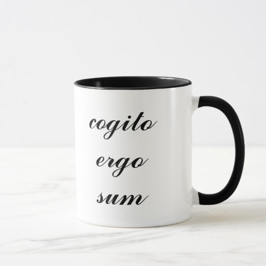 Cogito Ergo Sum black ringer mug (left-hand)