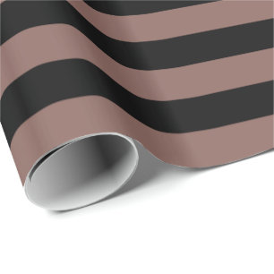 Cognac Brown and Black Stripe Wrapping Paper