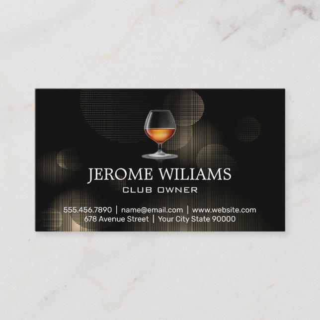 Cognac Drink | Lights Backdrop Business Card (Front)