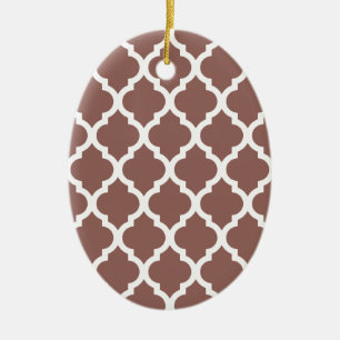 Cognac Leather Brown Moroccan Tile Trellis Ceramic Tree Decoration