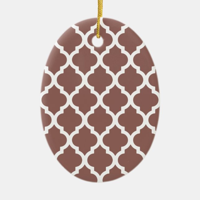 Cognac Leather Brown Moroccan Tile Trellis Ceramic Tree Decoration (Front)