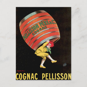 Cognac Pellisson Vintage Wine Drink Ad Art Postcard