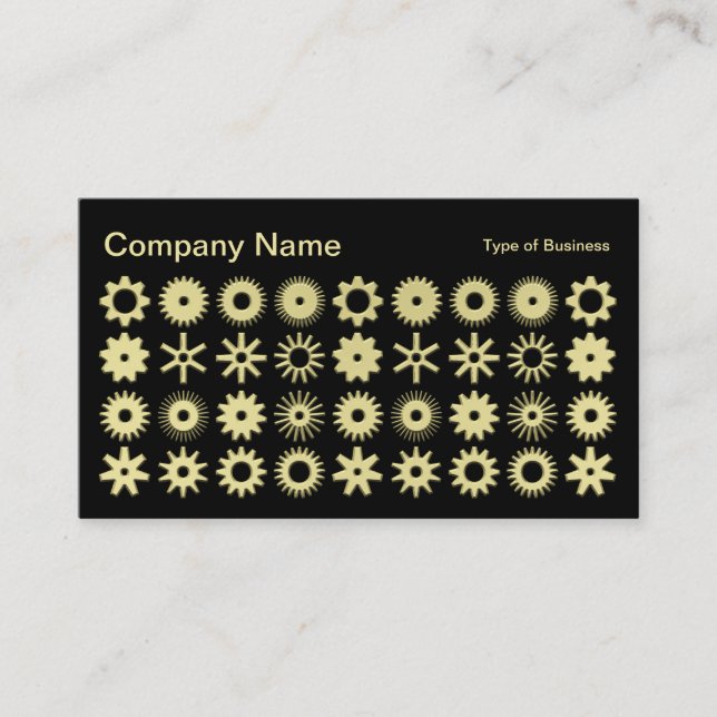 Cogs - 3d Gold colour Business Card (Front)