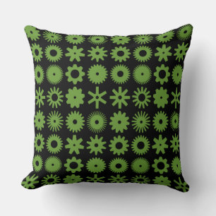 Cogs - Avocado Green on Black Cushion