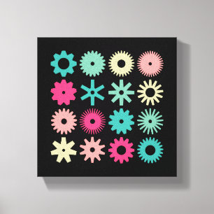Cogs - Colours 01 - on Black Canvas Print
