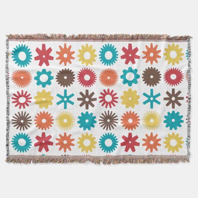 Cogs - Colours 02 - on White Throw Blanket (Front)