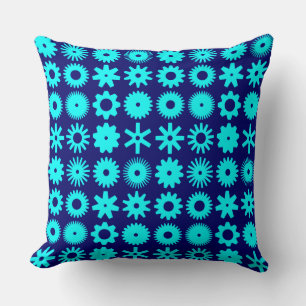 Cogs - Cyan on Deep Navy Cushion