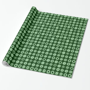 Cogs - Faded Green on Dark Forest Green Wrapping Paper