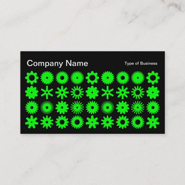 Cogs - Green on Black Business Card (Front)