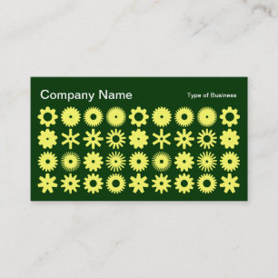 Cogs - Lemon on Dark Forest Green Business Card