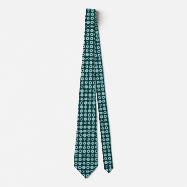 Cogs - Light Blue Green on Dark Green Tie (Front)