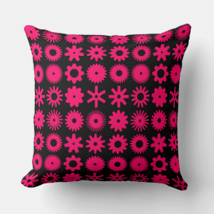 Cogs - Neon Red on Black Cushion