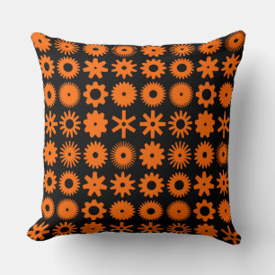 Cogs - Orange on Black Cushion