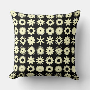 Cogs - Pale Yellow on Black Cushion