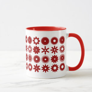 Cogs - Ruby Red on White Mug