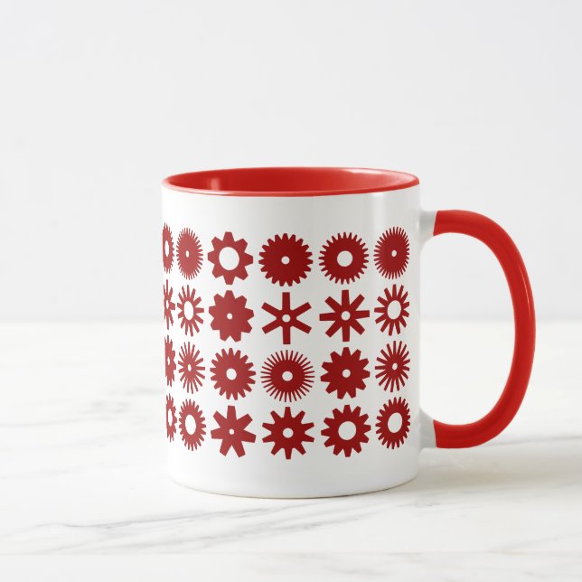 Cogs - Ruby Red on White Mug (Right)