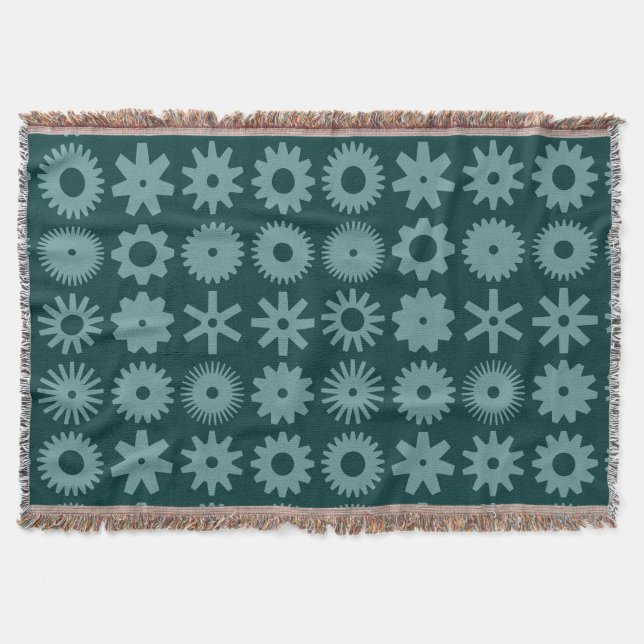 Cogs - Shades of Green 02 Throw Blanket (Front)