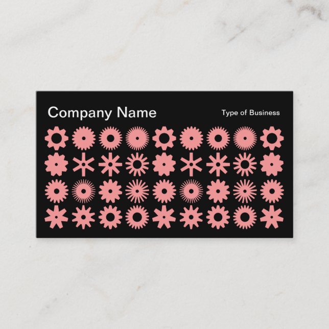 Cogs - Soft Pink on Black Business Card (Front)