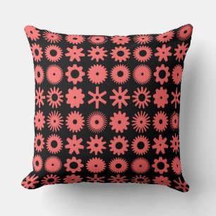 Cogs - Tropical Pink on Black Cushion