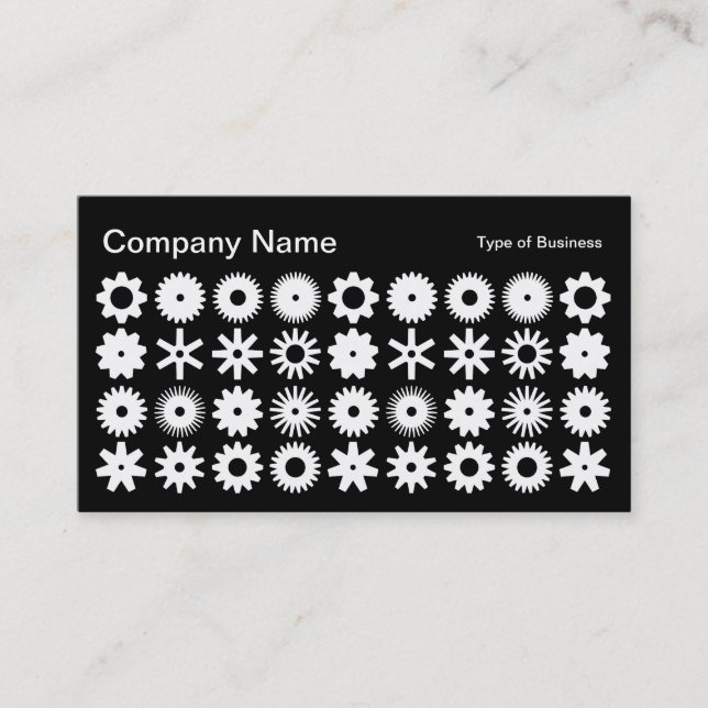 Cogs - White on Black Business Card (Front)