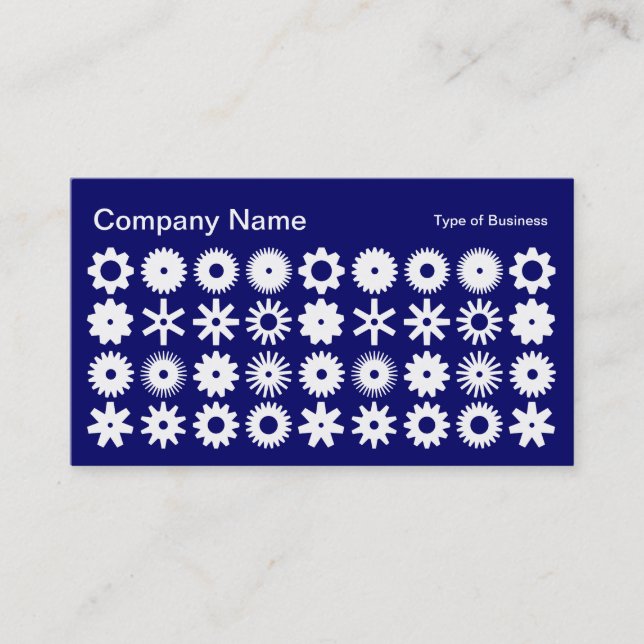 Cogs - White on Deep Navy Business Card (Front)