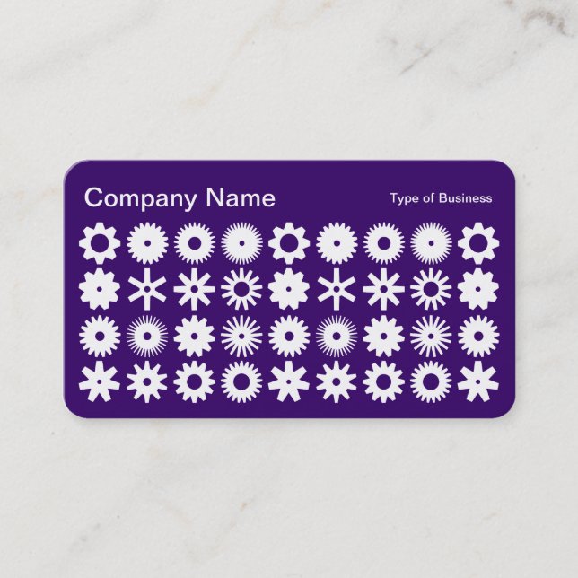 Cogs - White on Deep Purple Business Card (Front)