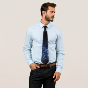 Cogwheels mechanics on blue and black tie