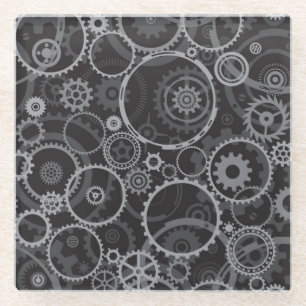 Cogwheels pattern glass coaster