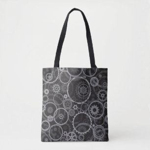 Cogwheels pattern tote bag
