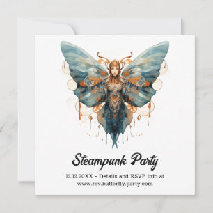 Cogwing Monarch Butterfly Steampunk Wedding  Announcement