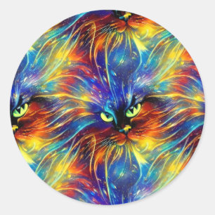 Cohesive Abstract Exquisite Cat Splashes Seamless Classic Round Sticker
