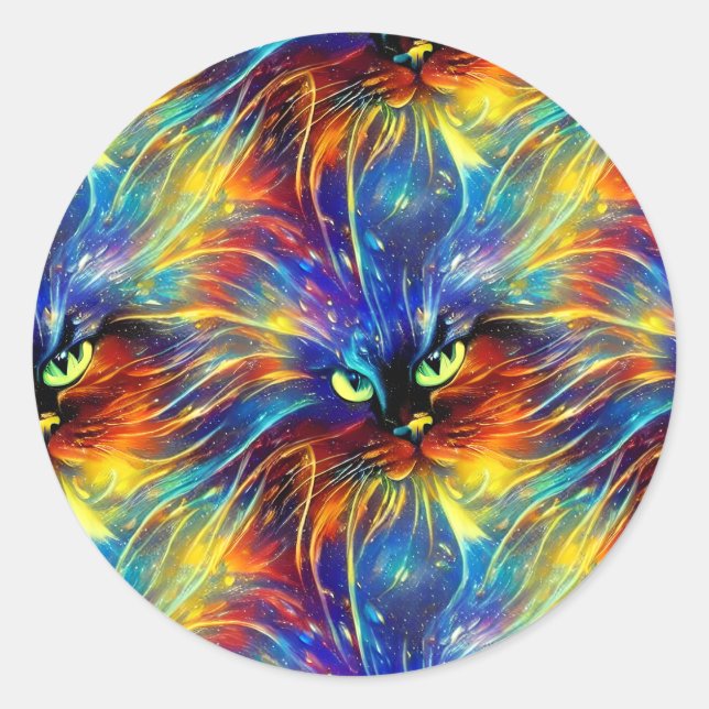 Cohesive Abstract Exquisite Cat Splashes Seamless  Classic Round Sticker (Front)