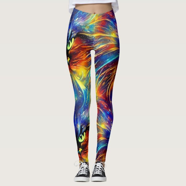 Cohesive Abstract Exquisite Cat Splashes Seamless  Leggings (Front)